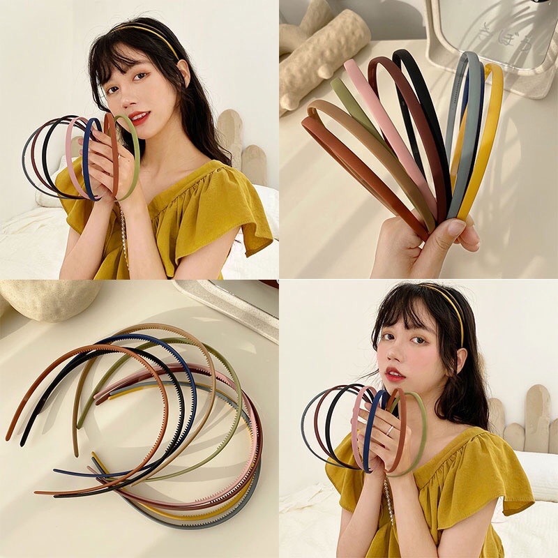 Cài tóc băng đô sắc màu bản nhỏ chất nhám tiện lợi thời trang Hàn Quốc Tatitava
