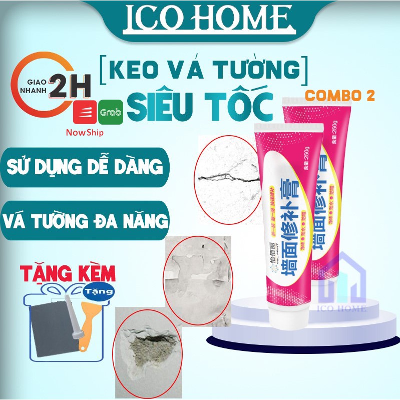 Combo 2 tuýp keo vá tường thông minh đa năng, tuýp 250g - ICO HOME