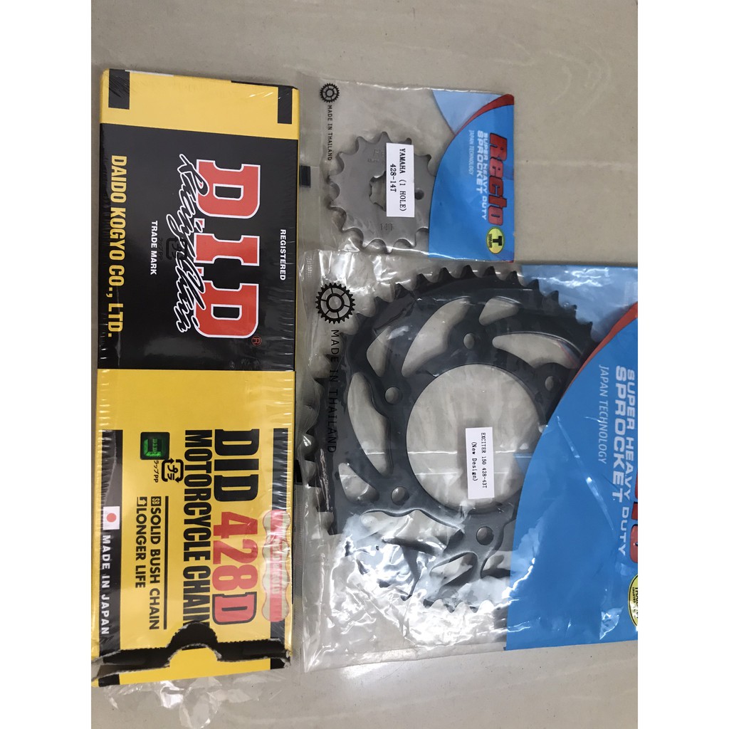 Bộ NSD Exciter 150 (nhông dĩa Recto43T, sên DID 428D 9ly) size độ