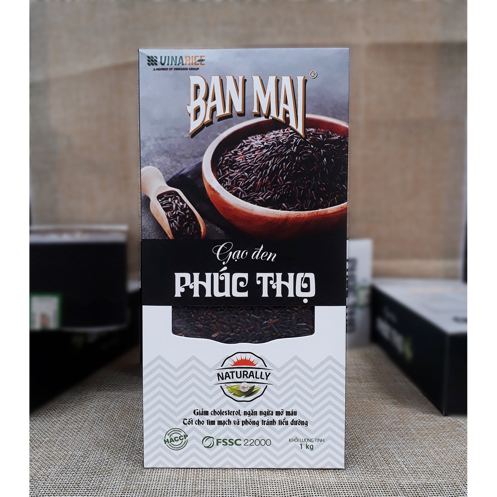 Gạo Lứt Đen Phúc Thọ 1Kg - Vinaseed - Cơm mềm dẻo, tốt cho tim mạch và tiểu đường, giảm cholesterol, ngăn ngừa mỡ máu