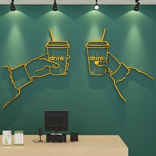 Tranh dán tường mica dán nổi drink trang trí quán cafe, trà sữa