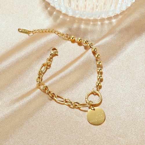 Lắc Tay Bi Dây Xích Mặt Cười Titan Ko Đen TT 3205