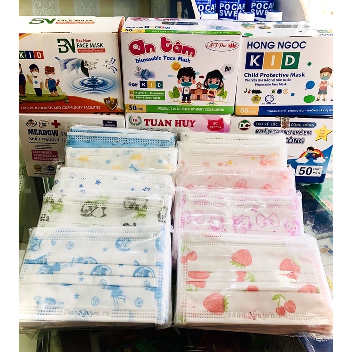 Khẩu trang y tế em bé, Trẻ em hộp 50 cái chính hãng ✅