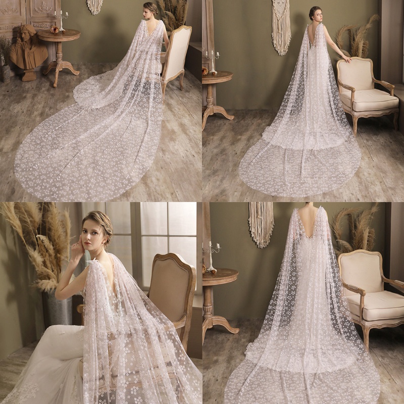 Áo Choàng Tulle Mềm Mại In Họa Tiết Hoa &amp; Bướm Cho Nữ