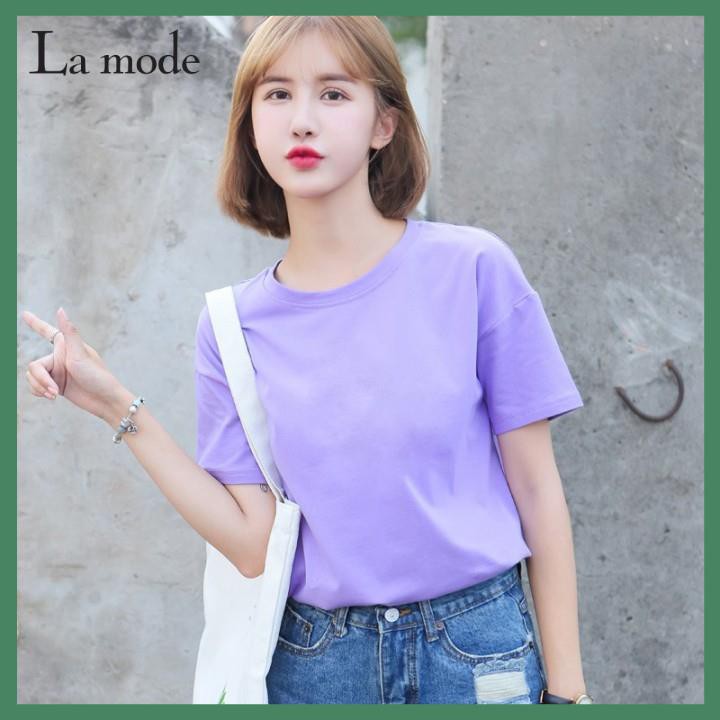 Áo Thun Trơn Nam Nữ Unisex Nhiều Màu - Tím &amp; Hồng - La mode