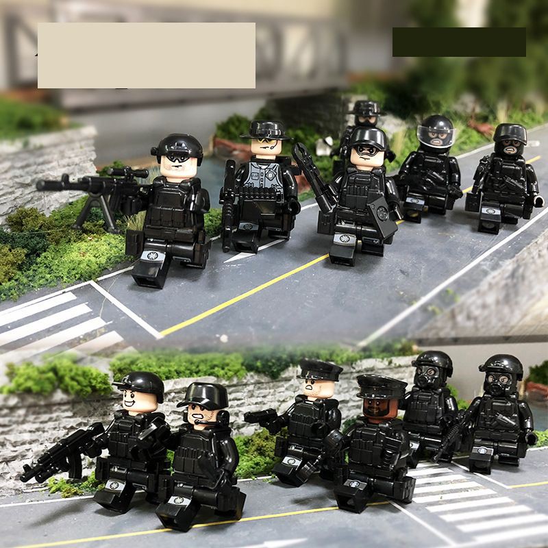 [BỘ 12 nhân vật] Lego cảnh sát police đặc nhiệm SWAT mô hình lắp giáp cho bé đồ chơi lắp ráp full phụ kiện