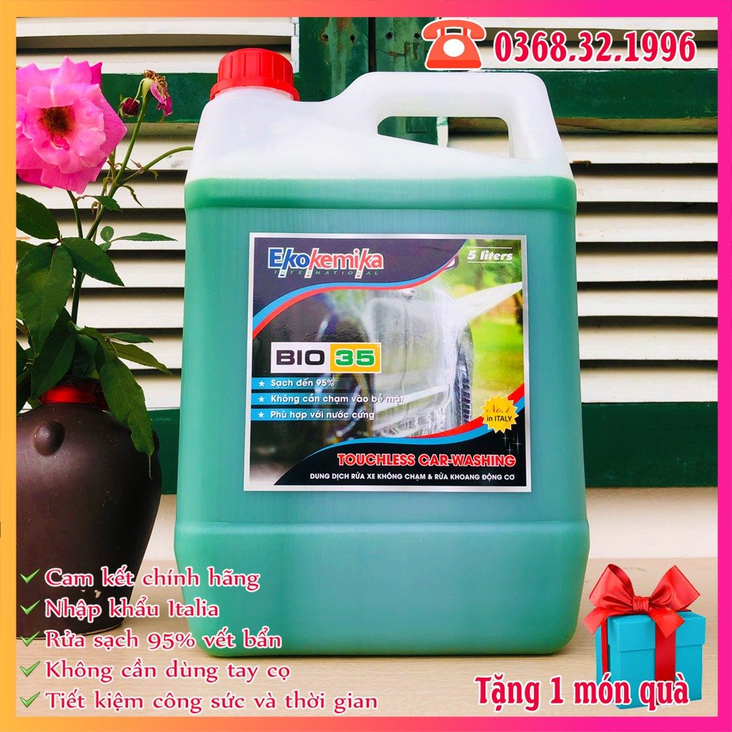 Nước Rửa Xe Không Chạm - Dung Dịch Rửa Xe Ô tô, Xe Máy Ekokemika Bio 35 - 5L(chính hãng) TẶNG 2 KHĂN LAU ĐA NĂNG