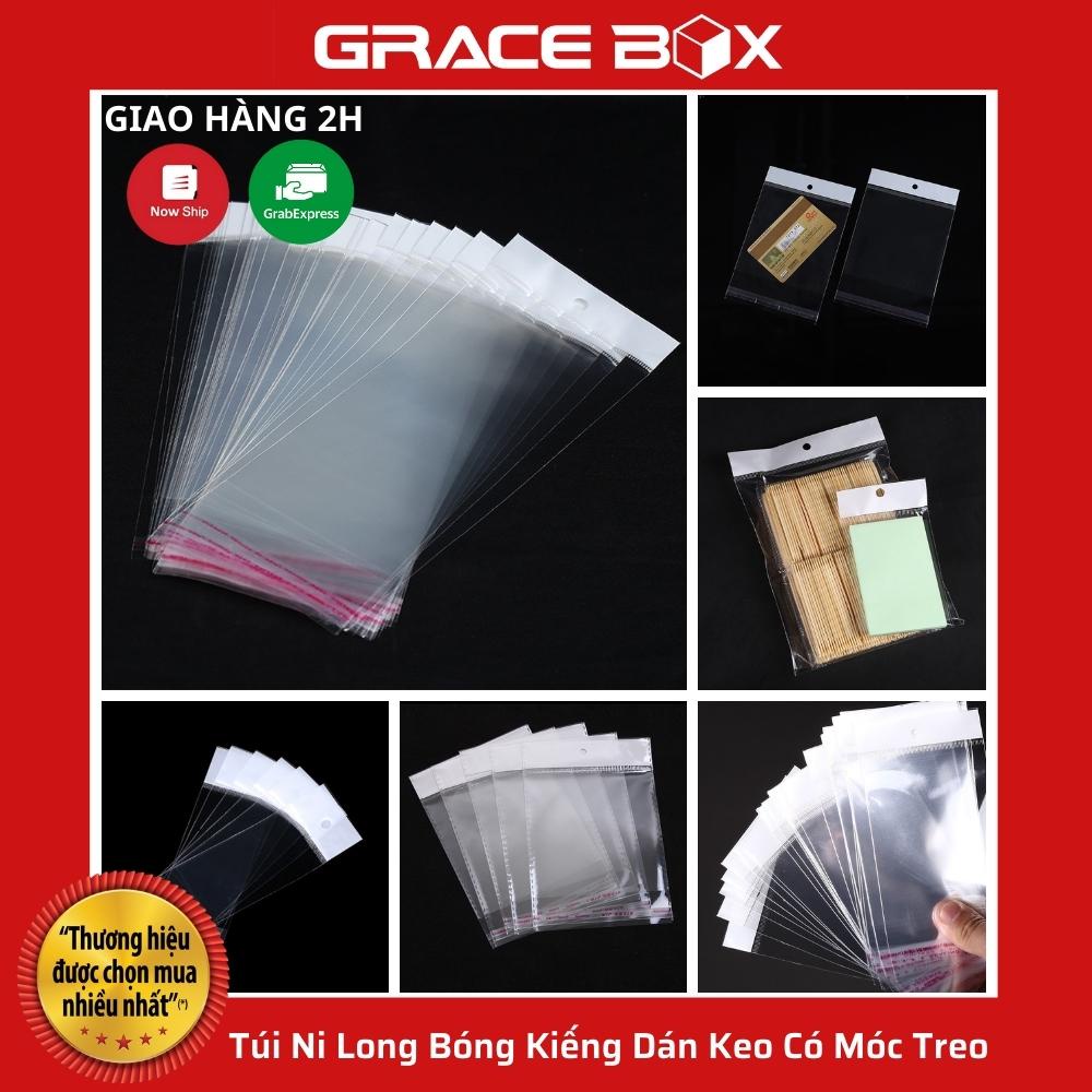 {Gía Sỉ} Set 100 Túi Ni Long Bóng Kiếng Dán Keo Có Móc Treo - Size Nhỏ Đựng Phụ Kiện, Trang Sức, Bao Lì Xì - Grace Box