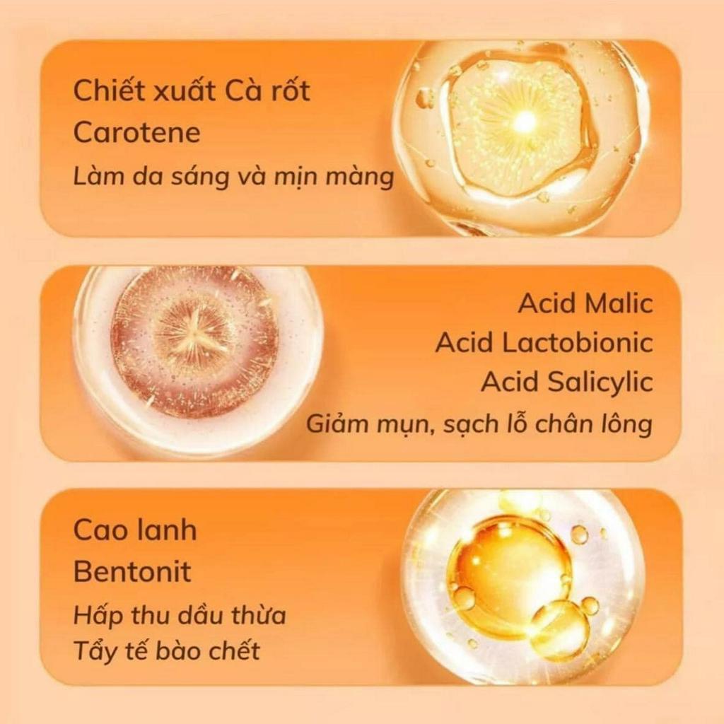MẶT NẠ SỦI BỌT CÀ RỐT 1 GÓI - Mặt  Nạ Cà Rốt Sủi Bọt Thải Độc , Mặt Nạ Sủi Bọt Sáng Mịn Da