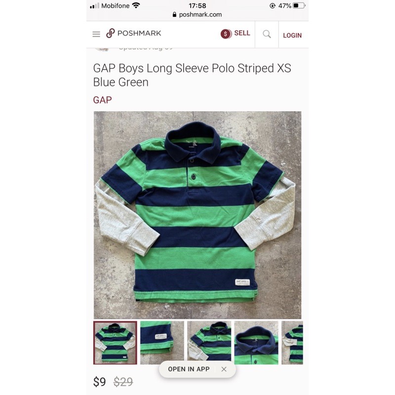 Áo tay dài bé trai polo tay nối Gapkids vnxk
