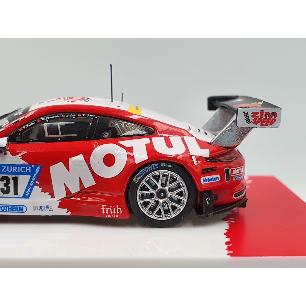 Xe Mô Hình Porsche 911 GT3 R Nurburgring 24H 2017 Tỉ lệ 1:64 Hãng sx Tarmac Works( Trắng Đỏ )