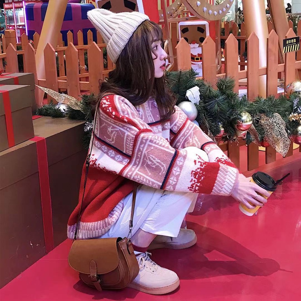 Áo sweater tay dài cổ tròn dáng rộng thiết kế mới thời trang