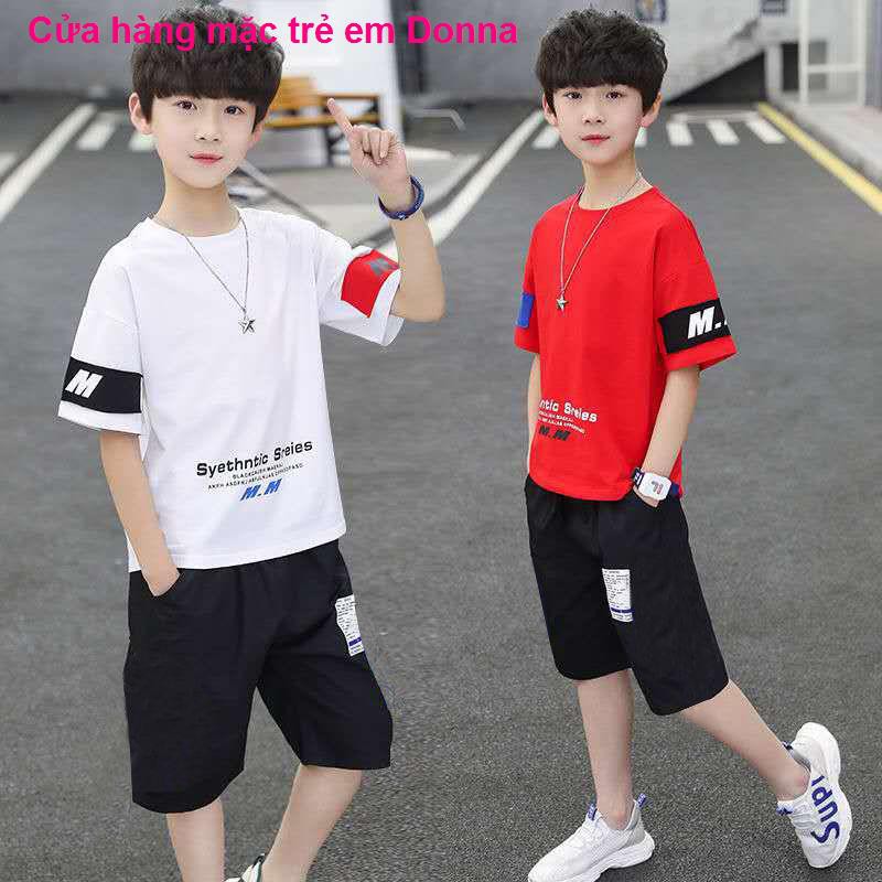 bộ thể thao cho béBộ đồ trẻ em mùa hè 2021 Tiểu sử đại dương mới Summer Boy Handsome Hai gói