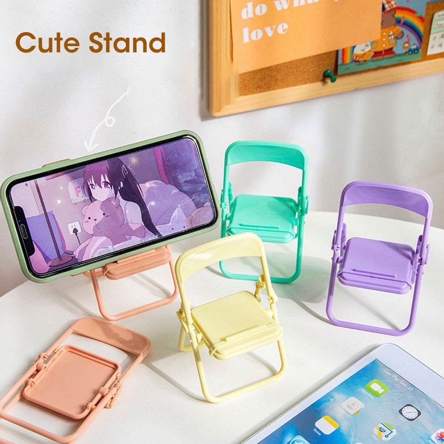 Giá đỡ điện thoại máy tính bảng ipad để bàn hình chiếc ghế cute gấp xếp gọn kệ ghế tựa để sạc đt đứng nằm ngang xem phim