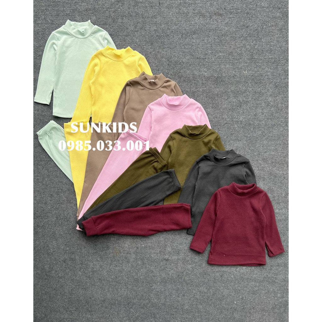 Bộ cotton len gân Mia cổ lọ