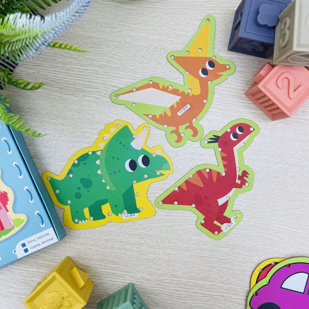 Đồ chơi tư duy xỏ dây phát triển vận động tinh Lacing Cards Lalala Baby nhiều chủ đề