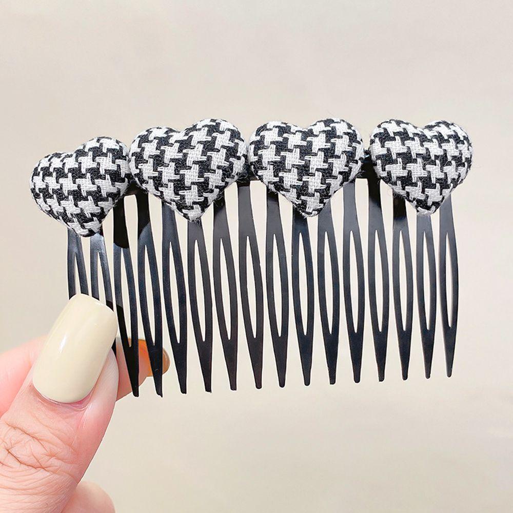 IVORY Lược Cài Tóc Hình Tròn / Trái Tim Kẻ Sọc Vintage Cho Nữ