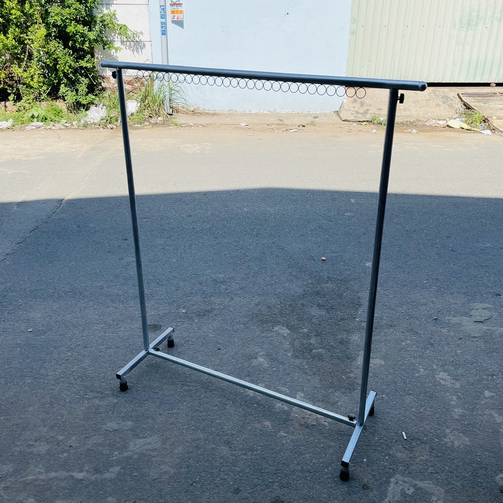 Sào phơi đồ đơn khung sắt chắc chắn chân vuông cao cấp, treo quần áo có khoen (R40*D115*C138cm)