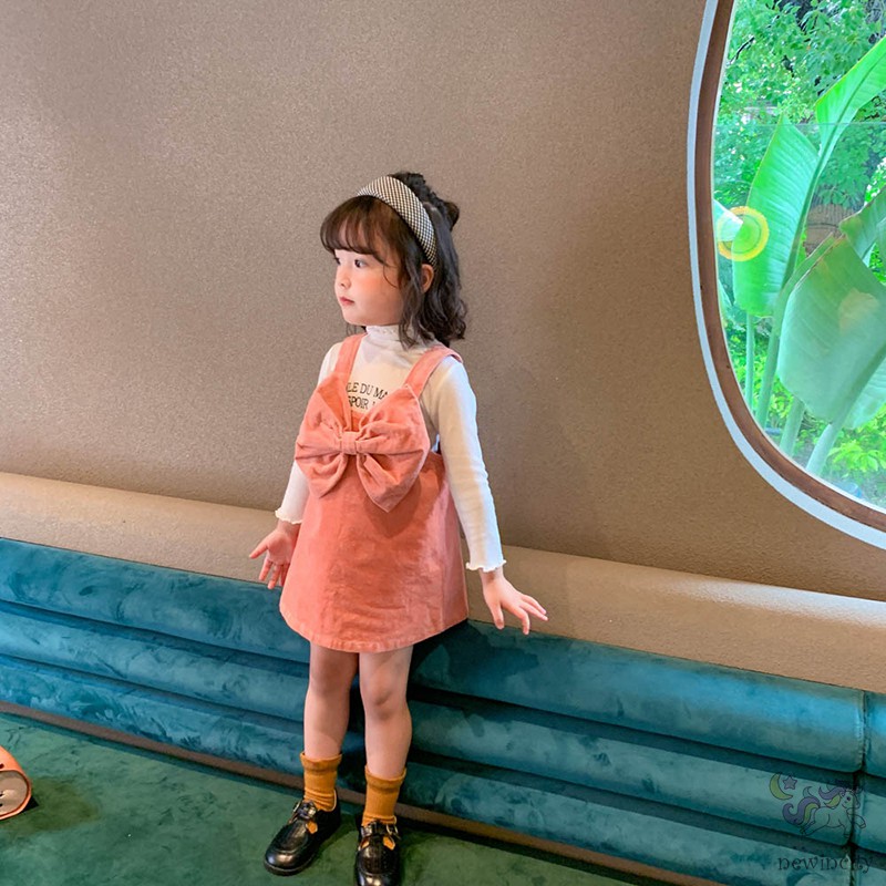 Đầm nhung phối nơ phong cách Hàn Quốc thời trang mùa thu cho bé gái