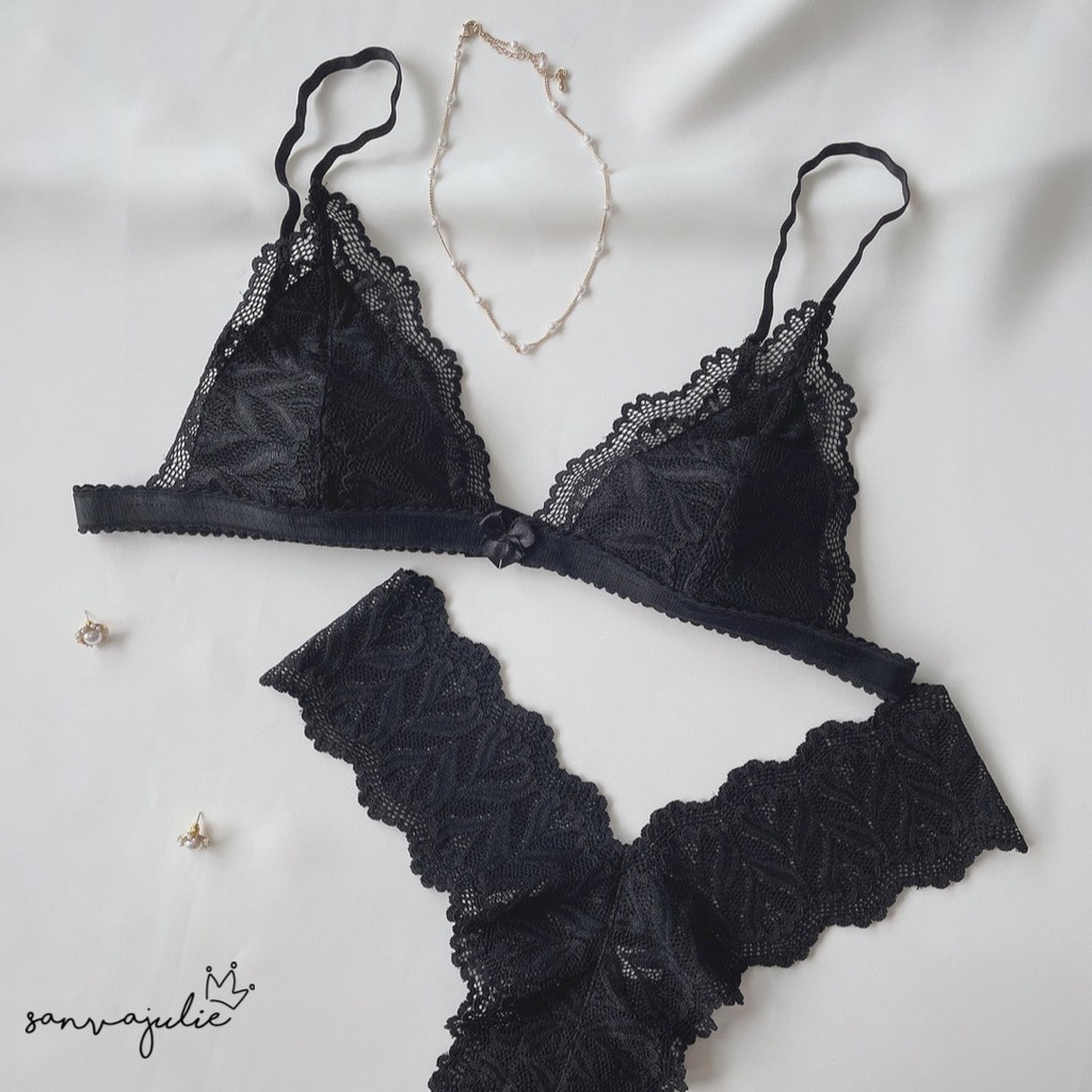 Bộ đồ lót ren không gọng - không mút Leaf thiết kế Sanvajulie (có bán tách lẻ áo lót và quần lót riêng) | BigBuy360 - bigbuy360.vn