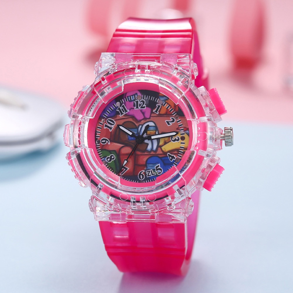 Đồng hồ đeo tay tích hợp đèn led nhiều màu sắc in họa tiết hoạt hình sáng tạo cho trẻ em