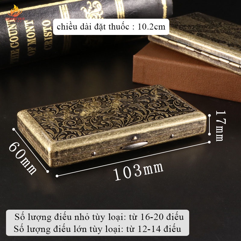 Hộp đựng thuốc lá 20 điếu nhỏ dài hợp kim thiết kế cổ điển