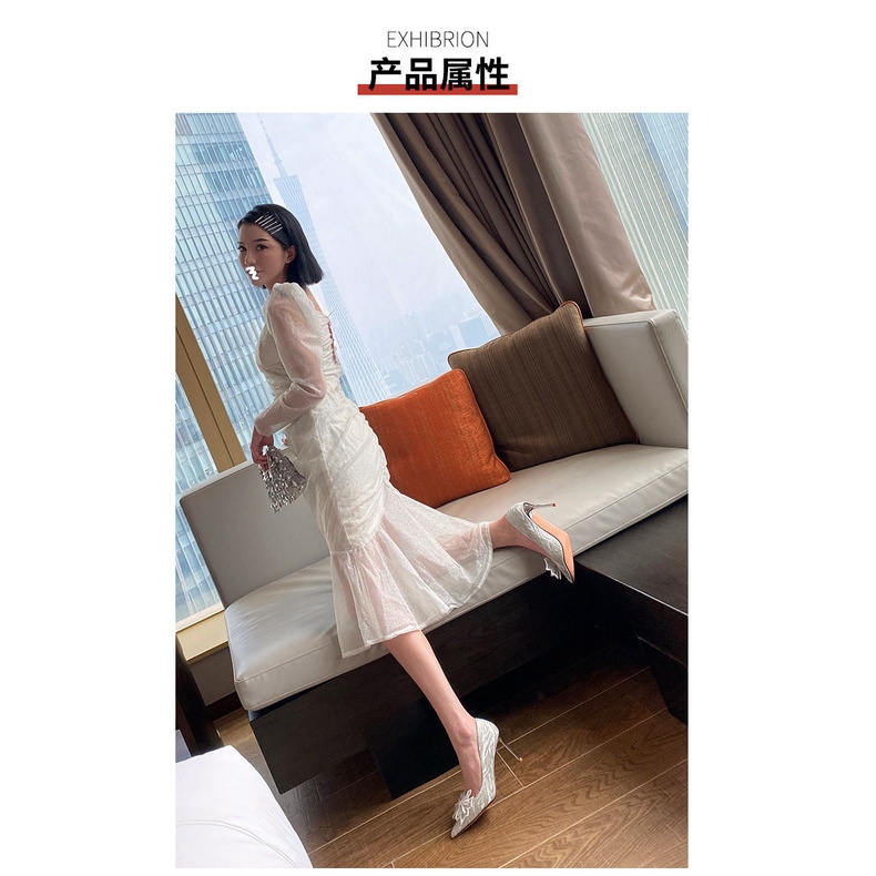 Giày Cao Gót Mũi Nhọn Đính Đá Pha Lê Phong Cách Thời Trang Mới 2022 Dành Cho Nữ