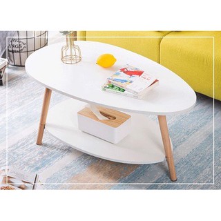 Bàn trà bàn sofa trứng 2 tầng 90x50cm cao 49cm