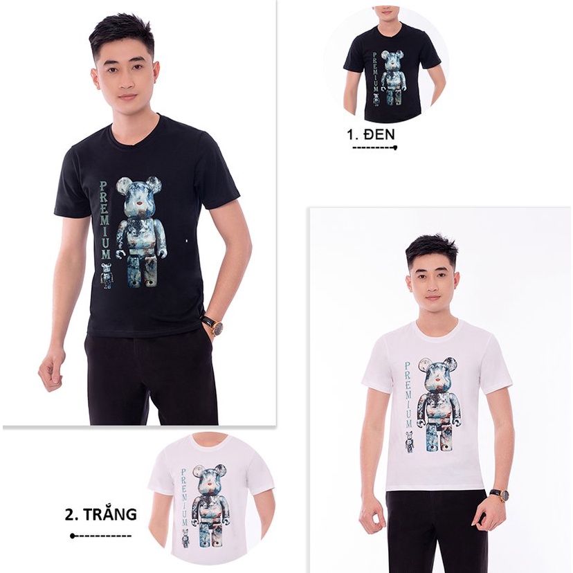 Áo thun nam nữ Gấu Bearbrick chất liệu 100% cotton co dãn 4c mềm mịn thoáng mát AZILA
