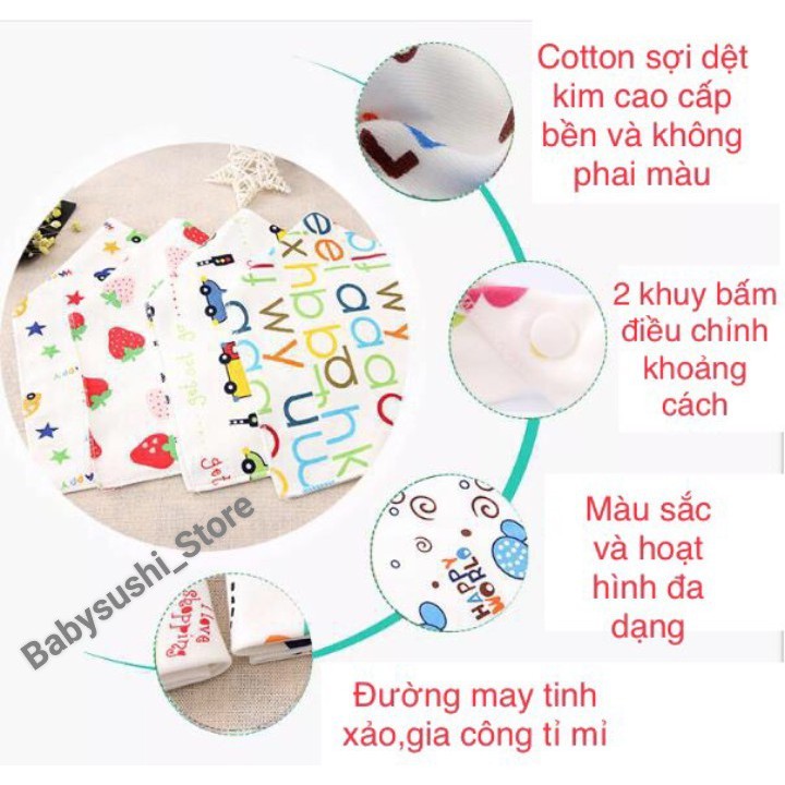 Yếm Tam Giác Cotton  Kiểu Dáng Thời Trang Baby Hàn Quốc,Yếm Quàng Cổ 4 Mùa Có Cúc Bấm Cho Bé