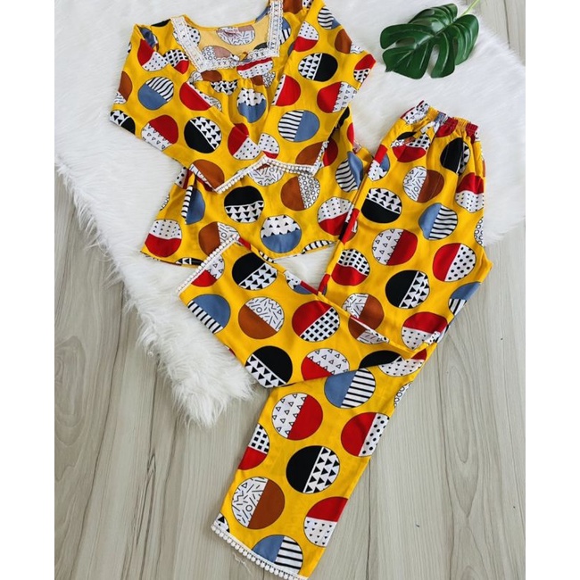 Bộ tole tay dài quần dài mặc nhà phối ren xinh xắn