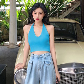 Áo Hai Dây Màu Sắc Đơn Giản Phong Cách Hàn Quốc Quyến Rũ Cho Nữ