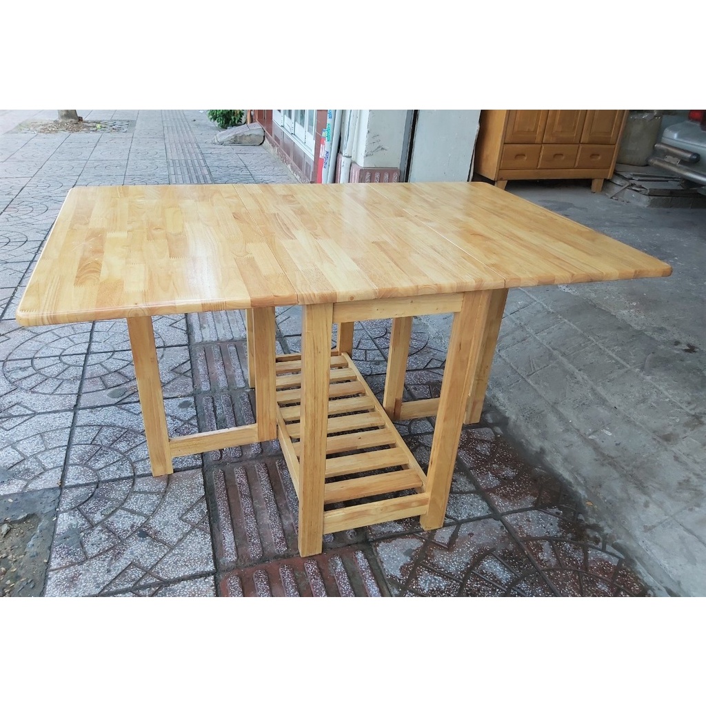 Bàn Ăn Gỗ Xếp Gọn 90x1m6 Thông Minh Dày Dặn  - Hàng VN Xuất Khẩu