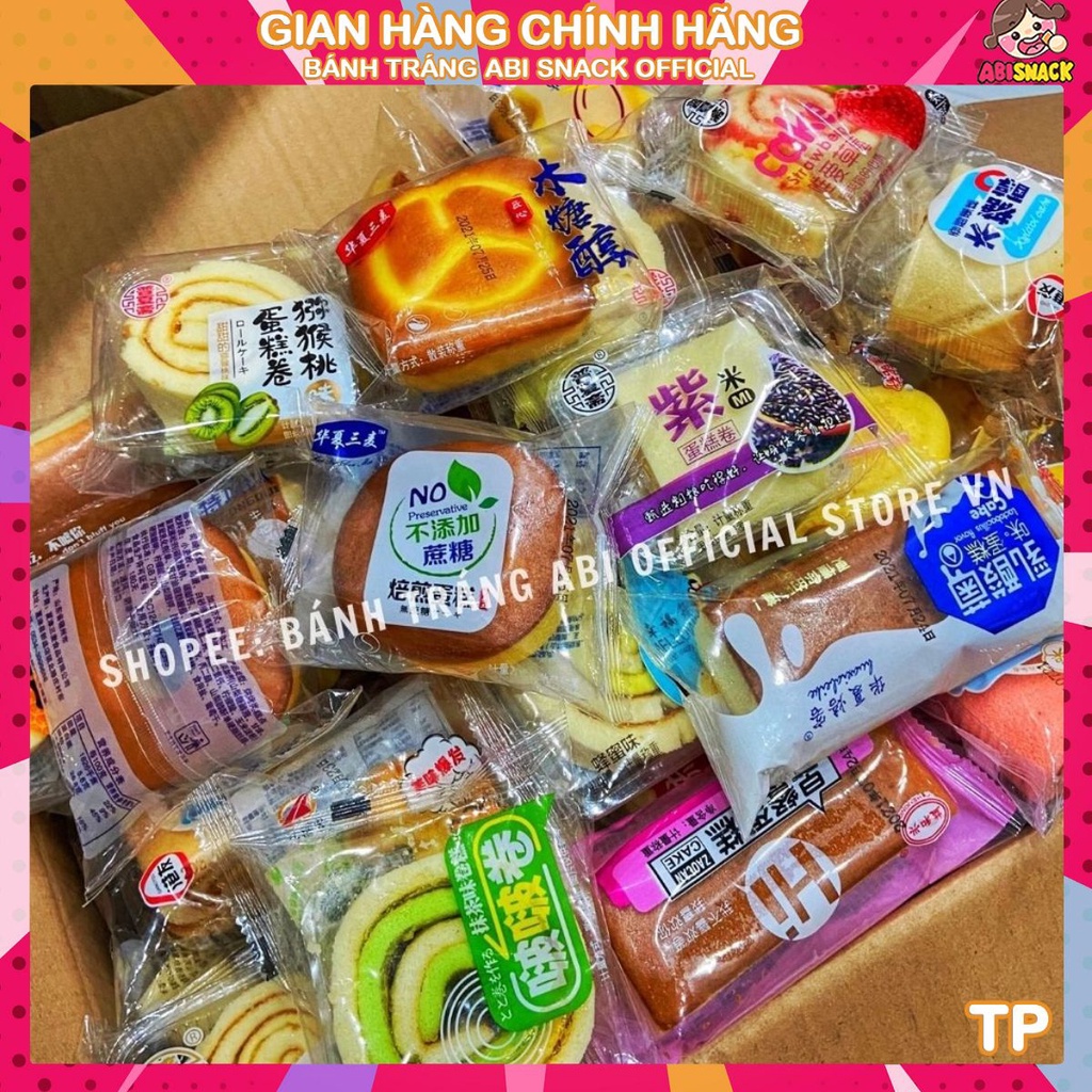 [DATE MỚI-HÌNH THẬT] Thùng 1kg Bánh Bông Lan Tươi Đài Loan Mix nhiều vị loại ngon-hơn 40 vị các loại