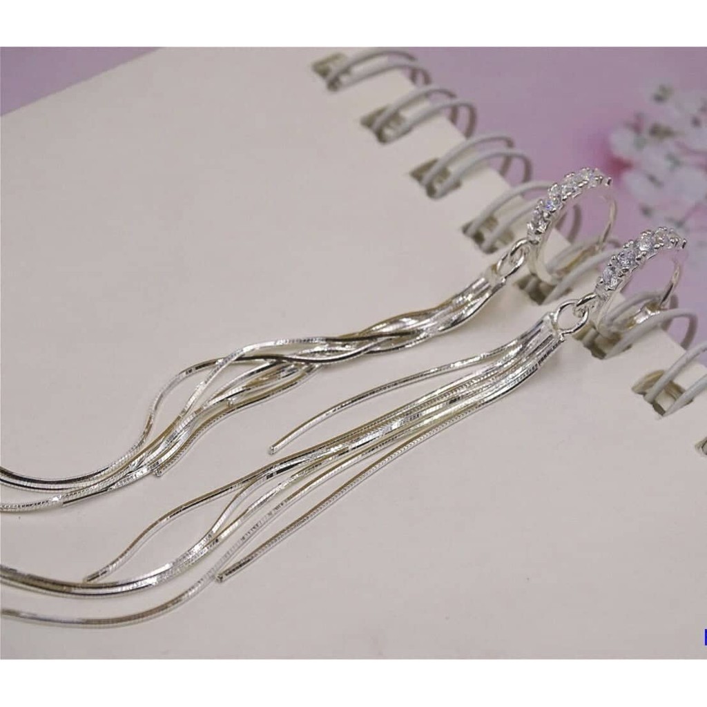 BÔNG TAI NỮ BẠC TA - BÔNG TAI TUA DÀI HÀNG HOT.