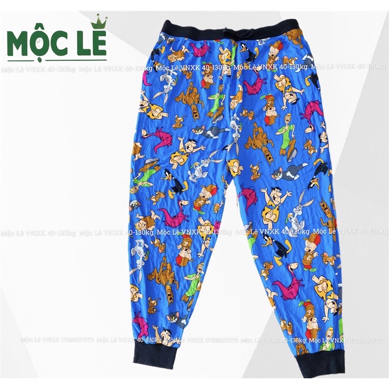 Quần jogger hoạt hình cotton mỏng mát vnxk