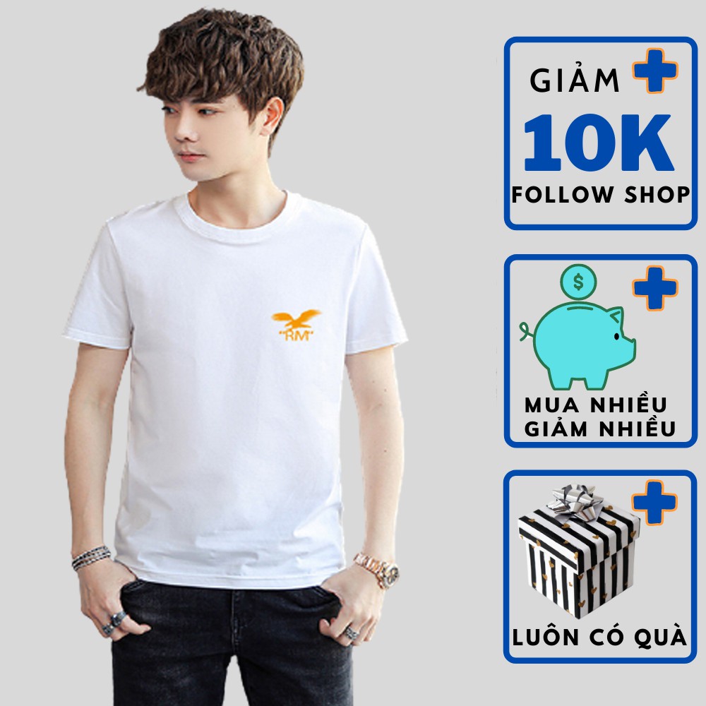 Áo Thun Nam Tay Lỡ Cao Cấp Cổ Trơn Kiểu Form Nhỏ Gọn Gàng Cho Nam Cỡ S M L Có Đủ Mầu Trắng Đen Xanh
