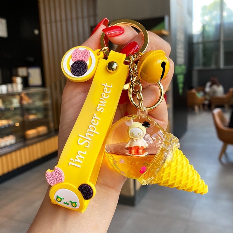 Móc khóa kem pha lê hoạt hình dễ thương Viễn Dương Computer