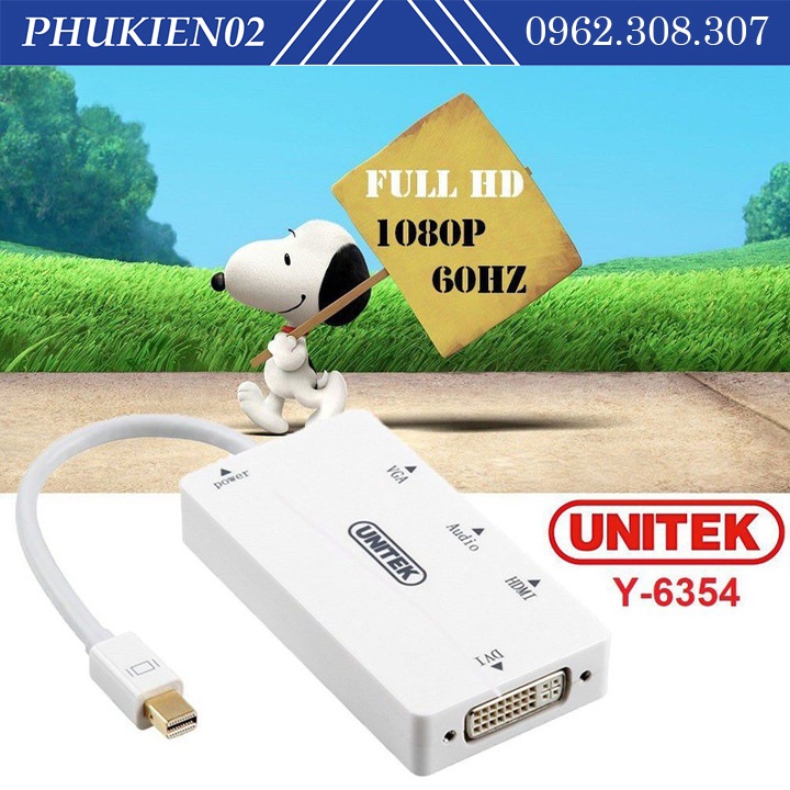 Cáp chuyển mini DP to HDMI VGA DVI Unitek 6354 -Hàng Chính Hãng
