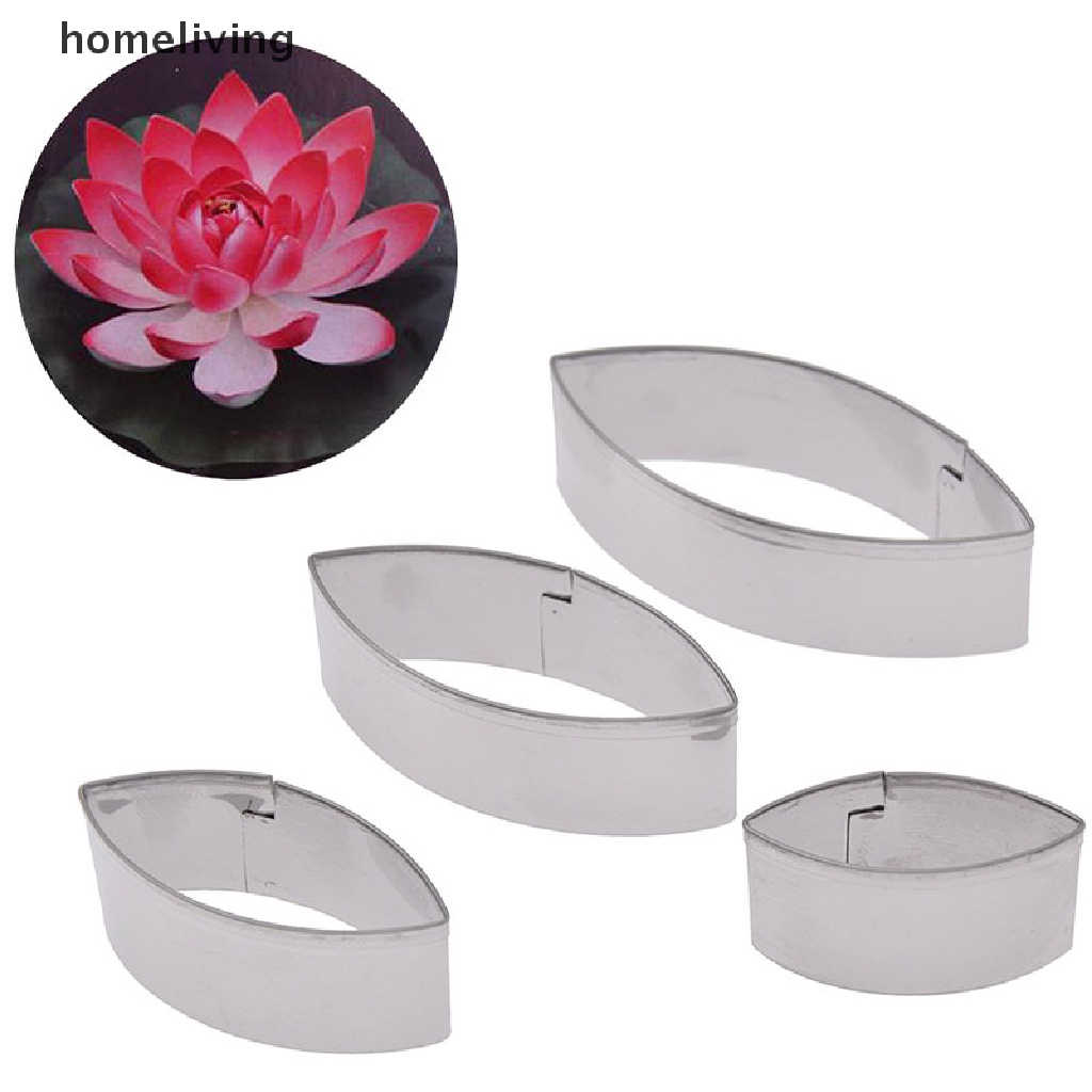 Bộ 4 Khuôn Cắt Bánh Mousse Hình Hoa Sen Bằng Thép Không Gỉ Tiện Dụng