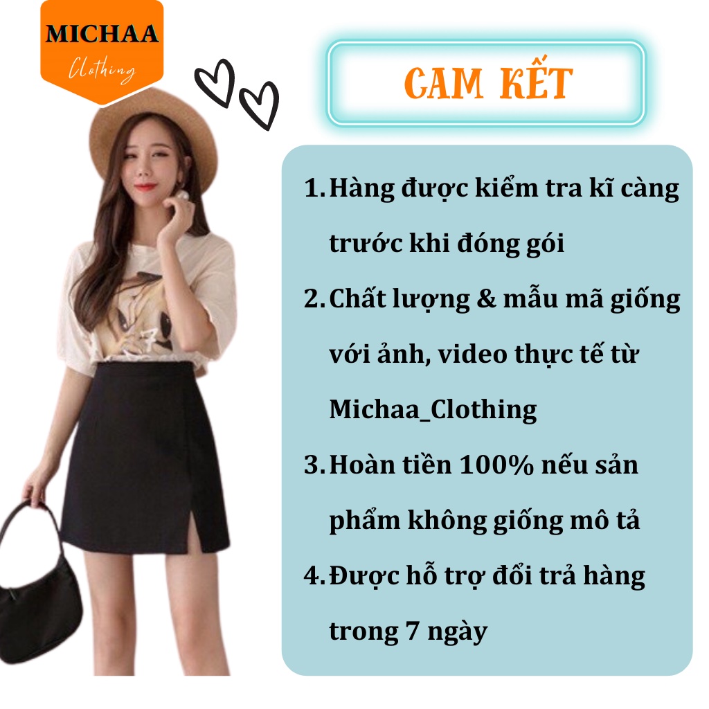 Chân Váy CHỮ A XẺ TÀ Trước Ngắn Công Sở Có Lót Trong Lưng Cạp Cao Trẻ Trung - MICHAA