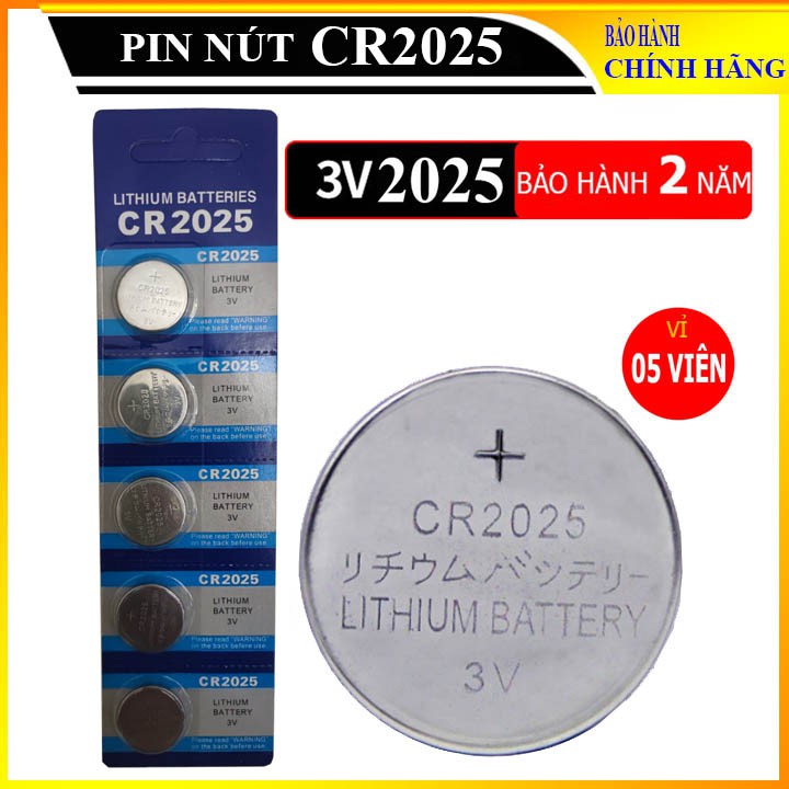 [Hàng chuẩn] Vỉ 5 viên pin CR2025 màu xanh Doublepow chuyên nghiệp dùng cho chìa khóa ô tô, CMOS, Bo mạch, thiết bị y tế