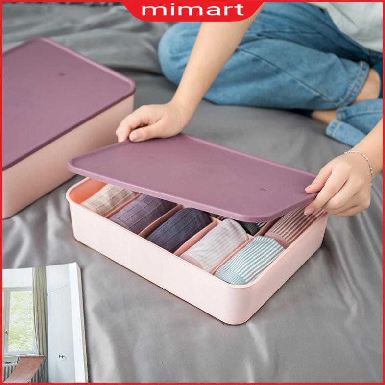 Hộp đựng đồ lót, tất vớ, chia ngăn gọn gàng có nắp đậy