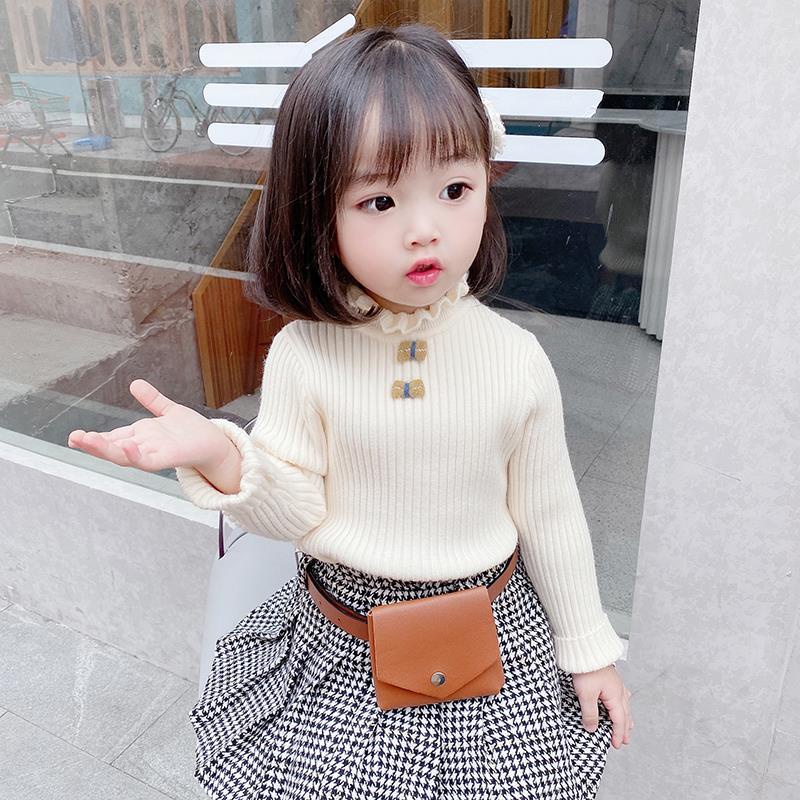 Áo Thun Cổ Cao Màu Đen Thời Trang Thu Đông Cho Bé Gái