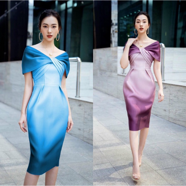 ĐẦM ÔM BODY OMBRE LOANG MÀU BẸT VAI