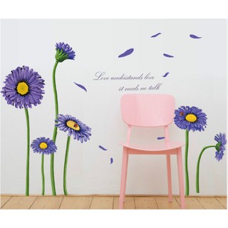 Decal dán tường hình hoa cúc tím