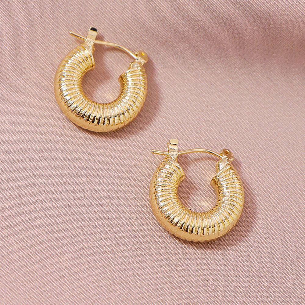 Bông tai hình tròn bằng đồng phong cách punk đơn giản thời trang cho nữ