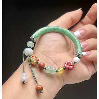Vòng tay ngọc kết dây mix charm chu sa