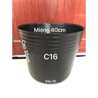 { 10 Cái } Chậu Nhựa Bít Lổ C16 Trồng Sen Màu Đen 40x32