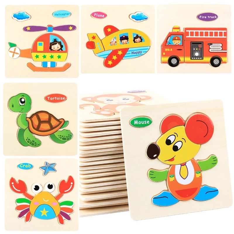 Tranh ghép hình gỗ nổi con vật, phương tiện ngộ nghĩnh cho bé Kumi toys